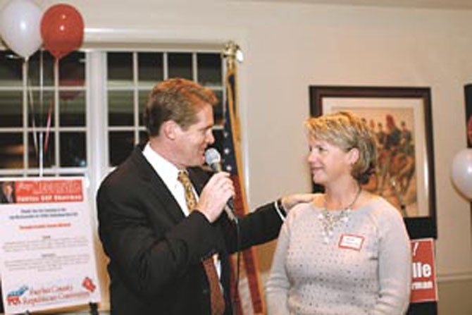 Jay McConville with wife Sue at his kickoff event to campaign for Fairfax County Republican Committee chairman.