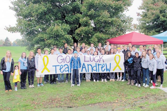 Andrew McCaffrey with the CVHS cross-country team during a meet in October. During the season, the school’s cross-country program was called Team Andrew, in support of him and his family. 