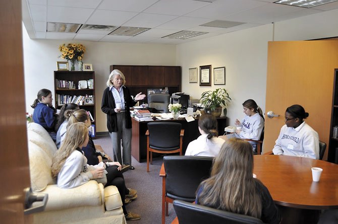 Headmistress Maureen Appel welcomes Holy Child students into her office for a seminar on “An Introduction to Your Personality”