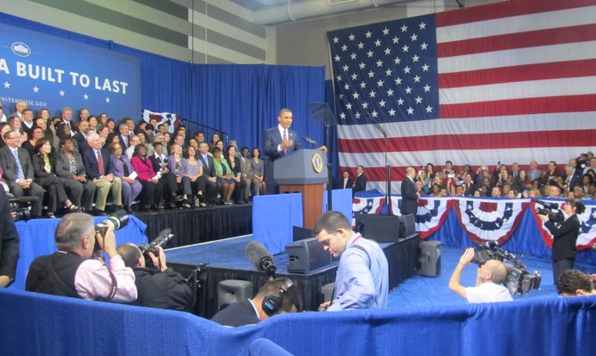 President Barack Obama spoke at the James Lee Community Center in Falls Church on Wednesday, Feb. 1, about his plans to revitalize the stalled housing market. His speech was short and pointed.

