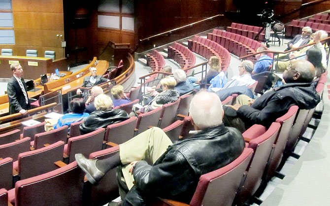 From left, Del. David Bulova (D-37) hosted a town hall meeting for constituents on Saturday, Feb. 4, with State Sen. David Marsden (D-37) at the Fairfax County Government Center. The legislators provided an overview of issues currently before the Virginia General Assembly.

