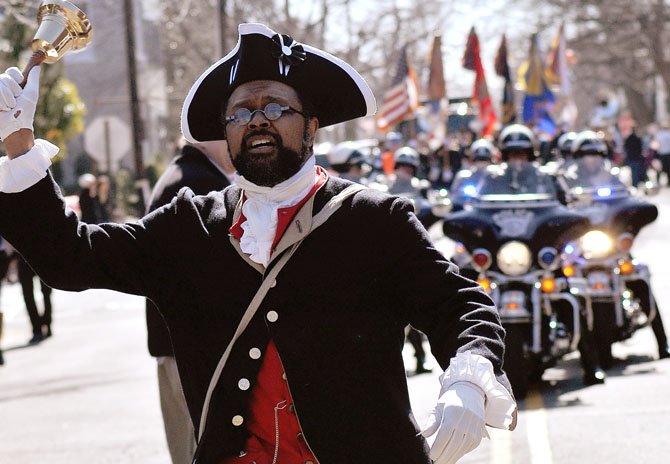 Town Crier Benjamin Fiore-Walker at the George Washington Birthday parade.