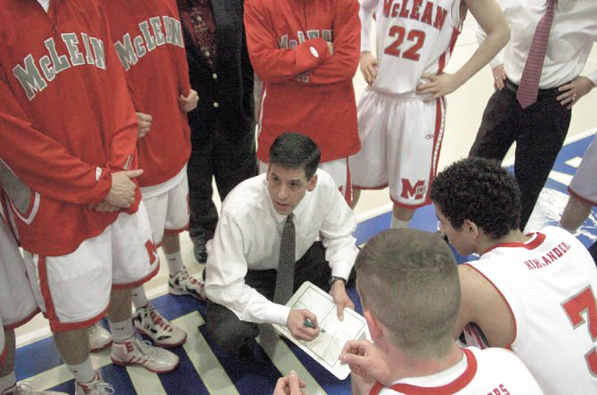 McLean High head coach Kevin Roller, talking strategy with his team on Saturday, saw his Highlanders reach great heights this season. 