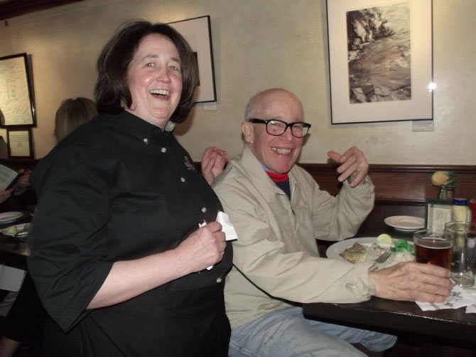 Martha Alden and Pete McVey laugh about the good times they've shared.