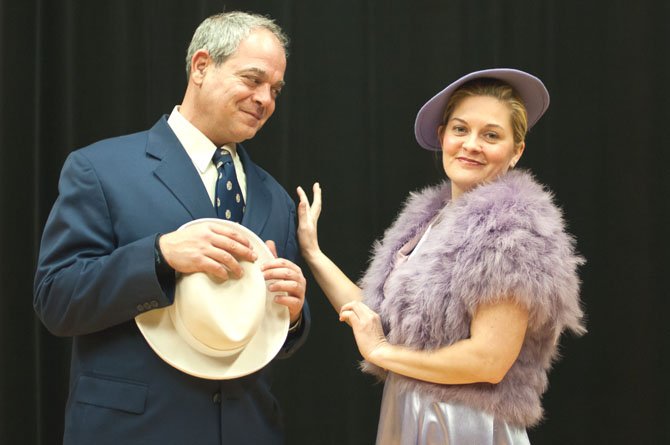 Simon Mostyn (Tony Pisarra) and Kay Ridgeway-Mostyn (Charlene Sloan) rehearsing The Potomac Theatre Company’s production of Agatha Christie's “Murder on the Nile.”
