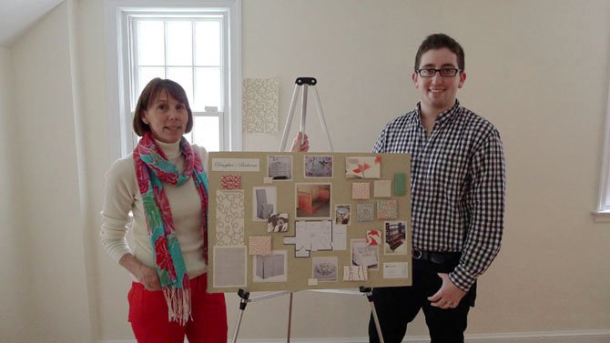 Great Falls-based designer Susan Nelson, of Susan Interiors (pictured with design student Jacob Oxford), will design a girl's bedroom. 