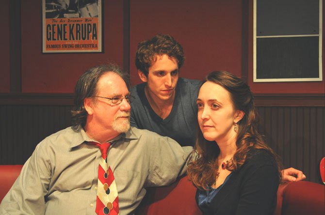 Providence "Side Man" rehearsal – left to right: John Coscia (Gene), Ari Post (Clifford) and Andra Whitt (Terry).

