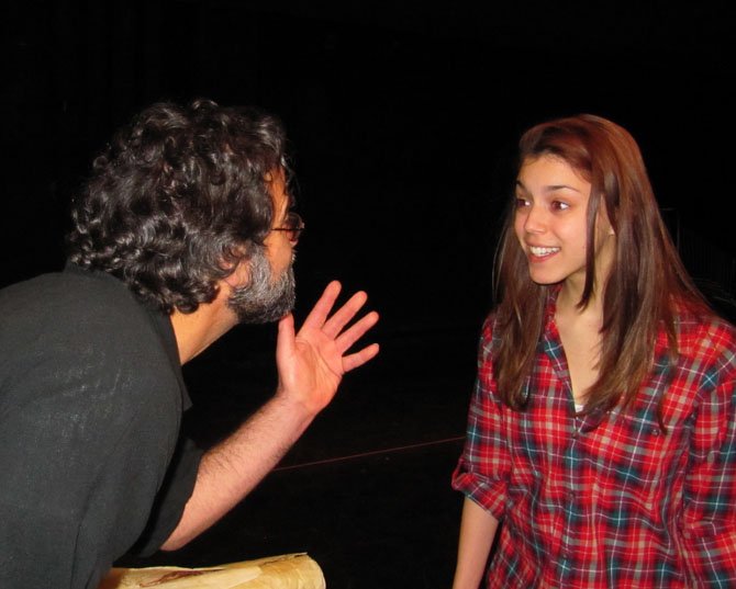 From left Matthew Vaky and Brittany Martz in the Theater at Mason production of "The Life of Galileo."