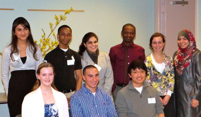 Front row: Sarah Haug, David Tannenbaum, Daniel Jang;
Back row: Mariam Ebadi, Chris McDuffie, Sarah Michelle Khaliq, Franck Simo, Mary Frances Roll, Abrar Omeish.

