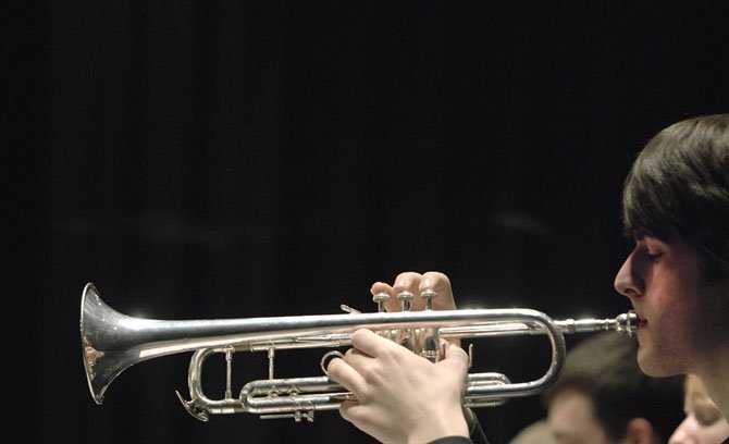 Matt Bishop plays trumpet for the Robinson Secondary School Jazz Band.