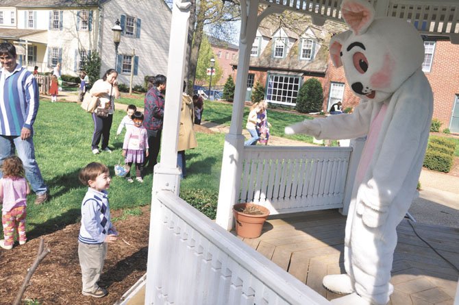 Nathaniel Wimmer, 2, says hello to the Easter Bunny during the Children’s Spring Festival. This year’s festival will take place April 1.