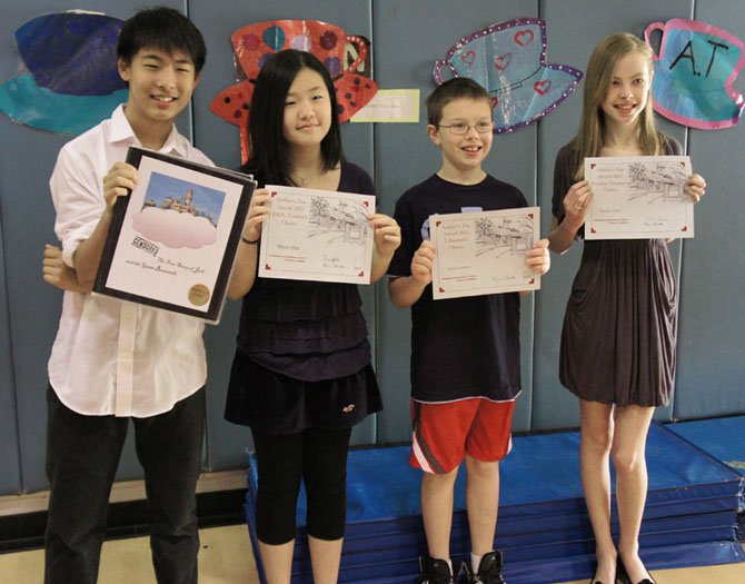 The Top Award Winners. Brian La, Marie Hur, Samuel Ganten, Karina Atkins (all are 6th graders at Westbriar ES).

