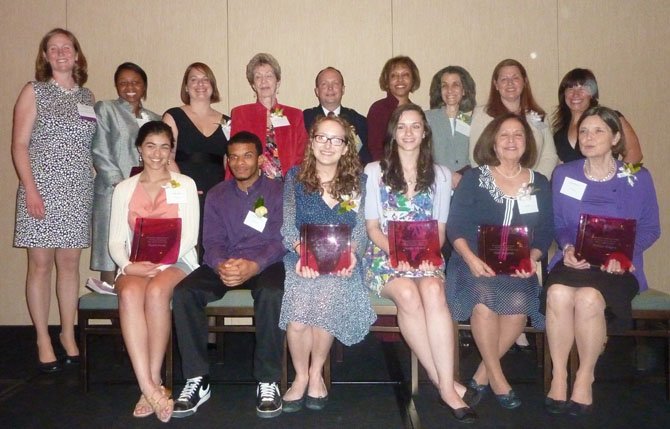 Winners of the 2012 Salute to Women Awards were announced March 26 at the Carlyle Westin Hotel. Front row: Yasmin Faruki, David, Summers Emma Beall, Brooke Ninman, Elsie Mosqueda and Patricia Rodgers. Back row: Commission for Women chair Elizabeth Johnson, Betty Morrison, Rebecca Griesse, Mary Jane Nugent, Capt. Rodney Masser, Gwendolyn Lewis, Dr. Jane Grayson, Rachel Alberts and Andrea Seward.
