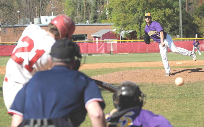 Lake Braddock pitcher Thomas Rogers struck out nine McLean batters in 4 1/3 innings during the teams’ April 3 match-up.