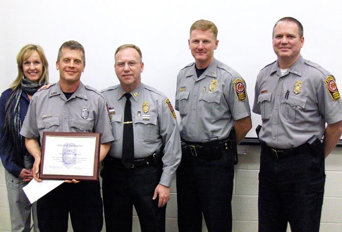 From left are CAC Chairman Leslie Jenuleson, PFC Steve Lawson, Capt. Purvis Dawson, Sgt. Bill Fulton and Lt. John Trace.
