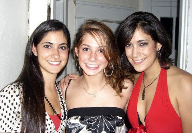 From left are Reema Samaha, her cousin Adrienne Fadoul and her sister Randa Samaha in November 2006.