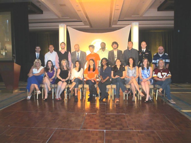 The ten couples that were finalists in the Hilton McLean $28,000 wedding giveaway, presented on April 4 at the hotel.