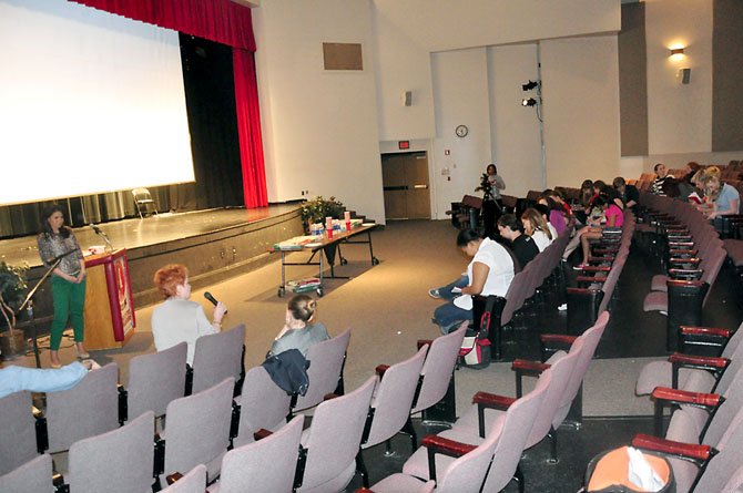 Students from McLean High School participate in a discussion about how to make it in show business, hosted by executives from NBC’s show "Smash" Monday, April 15.