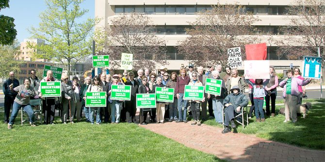 About 40 members of the Brickyard Coalition last week delivered a petition containing more than 750 signatures opposing the county decision to lease 20 acres on Brickyard Road to Montgomery Soccer Inc. for soccer fields. The site is officially a future school site and has been leased to organic farmer Nick Maravell for the last 20 years.