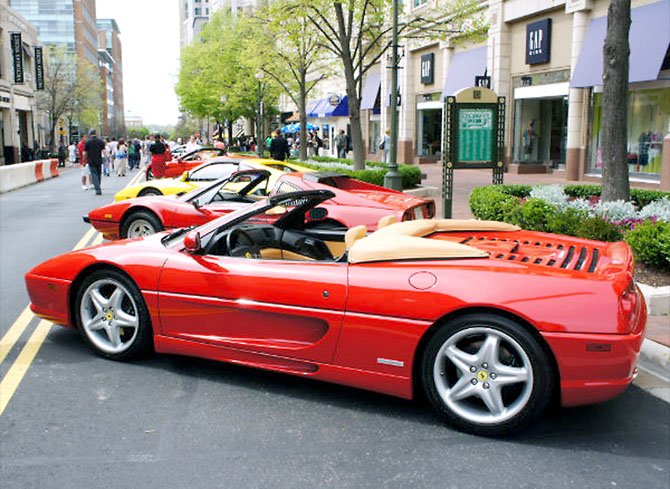 Ferraris in a row on Market Street.

