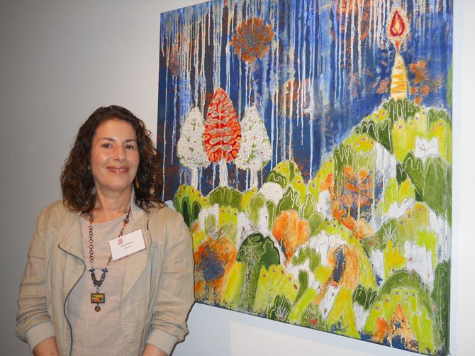 Artist Joy Every with her acrylic and oil painting titled "Beacon." 