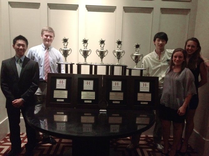 Individual music awardees pose after three McLean High bands placed first in the WorldStrides Heritage Festival competition in Boston last weekend. Pictured are Jeong-In Lee, Josh Higbee, Brett Park, Margaret Duvall and Danielle Wertz.

