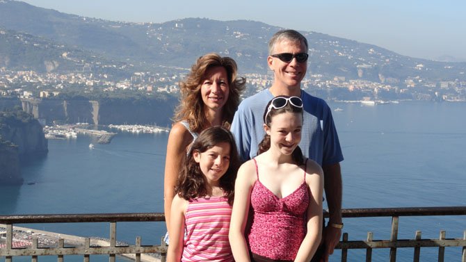 Linda and John McKeown with (from left) daughters Anna and Jenna last summer in Sorrento, Italy.

