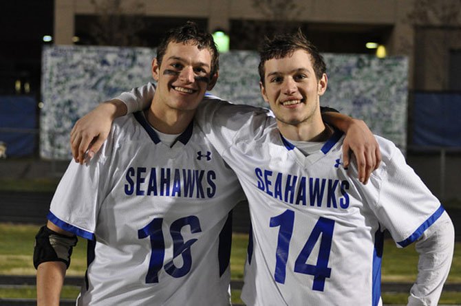 Brothers Nick and Alex Tucker, seniors on the South Lakes High boys' lacrosse team, came up through the Reston Youth League. Both are three-year varsity starters for the Seahawks.