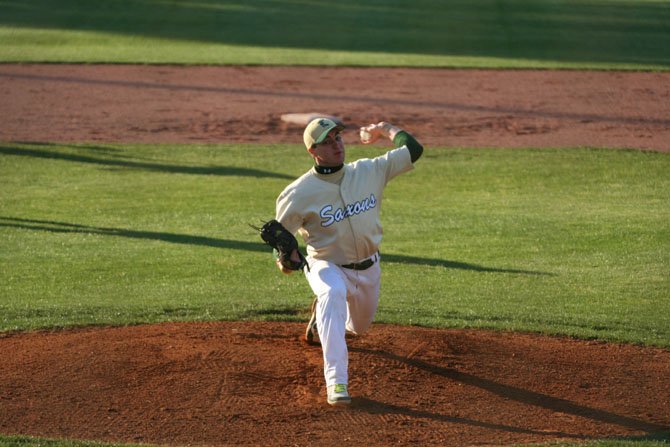 Langley High baseball pitcher Jonathan O'Connor, a senior, earned the decision for the Saxons in their 5-3 home victory over the South Lakes Seahawks last Friday. The Saxons improved to 9-7 on the season.