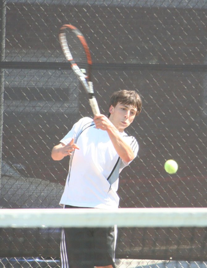 Senior Matt Bosco plays at No. 4 singles for the Madison High tennis team. 