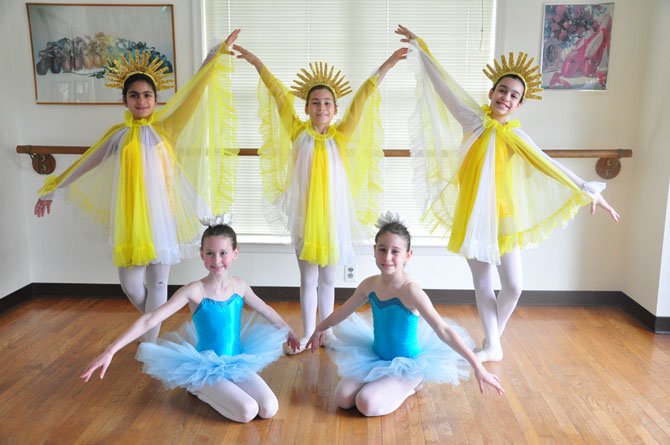 From left, Sophie Foulad, 11; Ava Campbell, 8; Sabrina Luz, 10; Rachel Keenan, 9, and Nicole Luz, 12, will be a part of the Haddad Ballet’s performance of "The Snow Queen" on May 12.