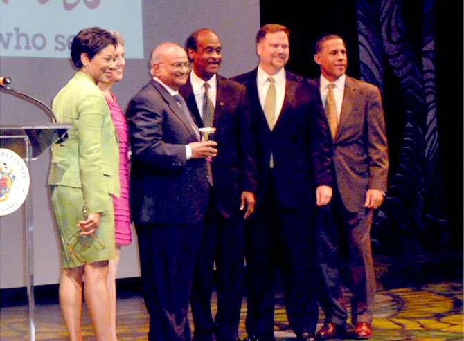 Tufall Ahmad accepts Neal Potter Award. Some of the guests of honor included Montgomery County Executive Isiah Leggett and Maryland Lt. Governor Anthony G. Brown.
