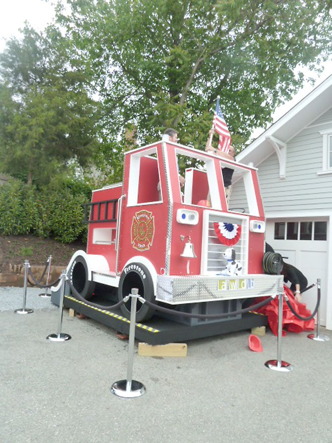 The fire truck playhouse.
