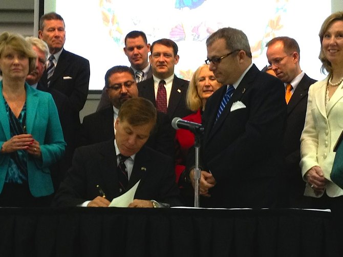 Virginia Gov. Bob McDonnell signs Senate Bill 259, introduced by state Sen. Adam Ebbin (D-30) requiring the State Board of Education to provide awareness and training materials on human trafficking of children to local school divisions across the commonwealth.