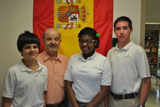 Students from Green Hedges School who were recognized for excellent performance on the 2012 National Spanish examinations. From left: Dara Shahriari, Dr. Marzolino, Camyrn Easley and Michael Williamson.