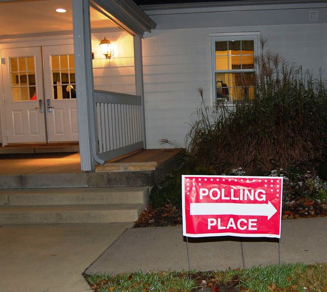 The Burke Centre polling place at the Commons Community Centre preps for Election Day.
