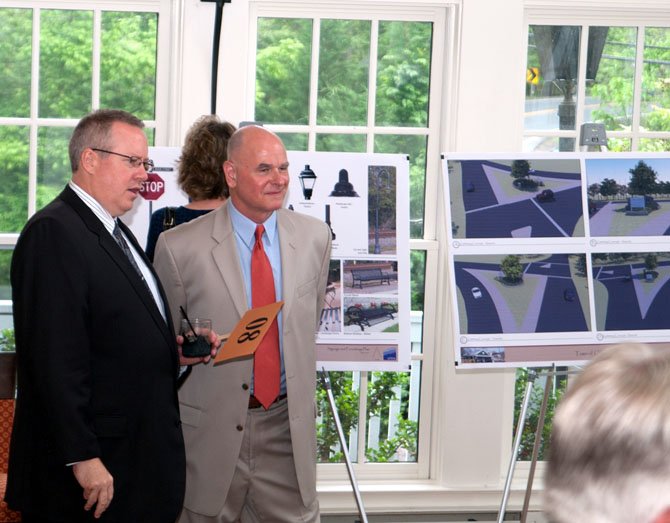 From left: Mayor Bill Hollaway and Jeff Harper discuss the proposed Clifton Streetscape Project.

