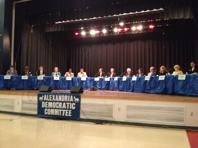 All 14 candidates participate in a forum last week hosted by the Alexandria Democratic Committee.