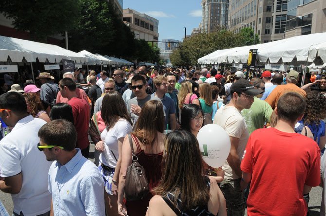 Wilson Boulevard at Ballston was jammed with people at 1 p.m. on Sunday afternoon.
