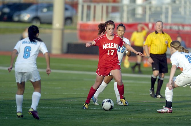 Brianna Nielsen (17) played an excellent game for the Highlanders in their district title match win over top-seed Stone Bridge. Nielsen, despite hampering health issues, has put together an outstanding season for the defending state champions. For more, please go to Connectionnewspapers.com, and go to McLean sports.  