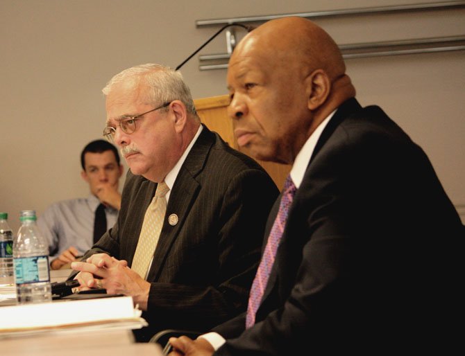 Congressman Gerry Connolly and Congressman Elijah Cummings at the congressional forum at the Fairfax Government Center earlier this month. 