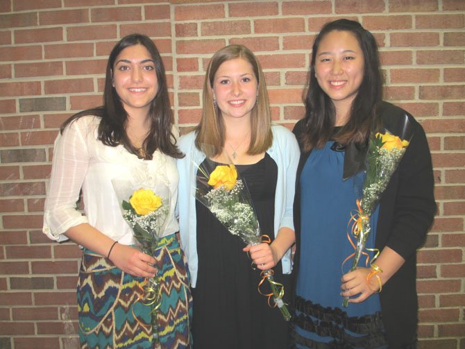 Vienna Women’s Club scholarship recipients for 2012 are Alia Bayatti, Courtney Vereide and Helen Li.