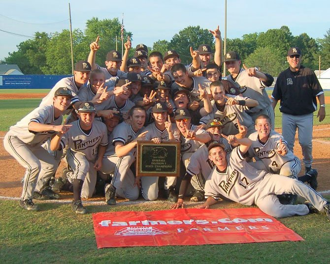 Paul VI celebrates its state finals championship following its win over  top-seeded Benedictine. Earlier in the postseason, the Panthers had won the WCAC title.