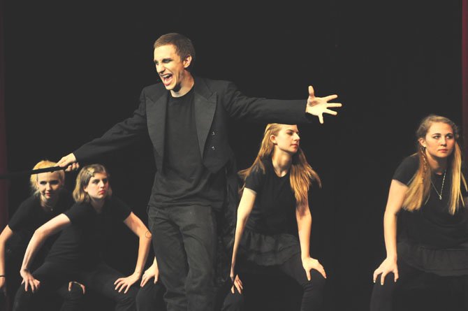 Max Johnson leads a performance of "Willkommen" from "Cabaret" at McLean High School’s concert Friday, May 25, which featured a variety of songs from Tony Award-winning musicals. 