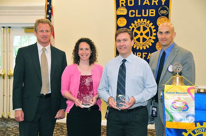 From left: Scott Pool (Principal of Lanier Middle School); Margaret Arnold (Lanier Middle School); Robert Williams (Fairfax High School); and David Goldfarb (The Fairfax Rotary Club).