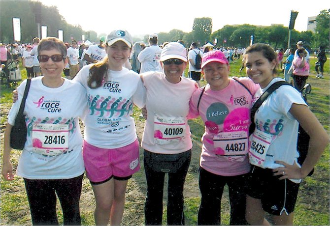 Michelle and Elizabeth Wilds and friends at the 2009 Race for the Cure.