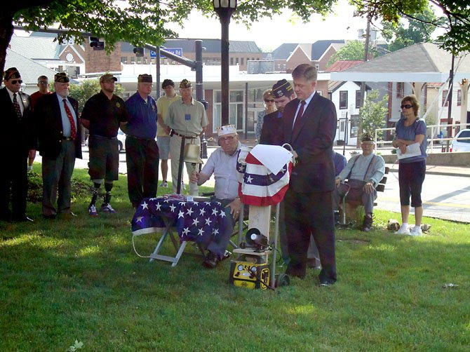 Supervisor John Cook (R-Braddock) speaks at the Memorial Day ceremony.