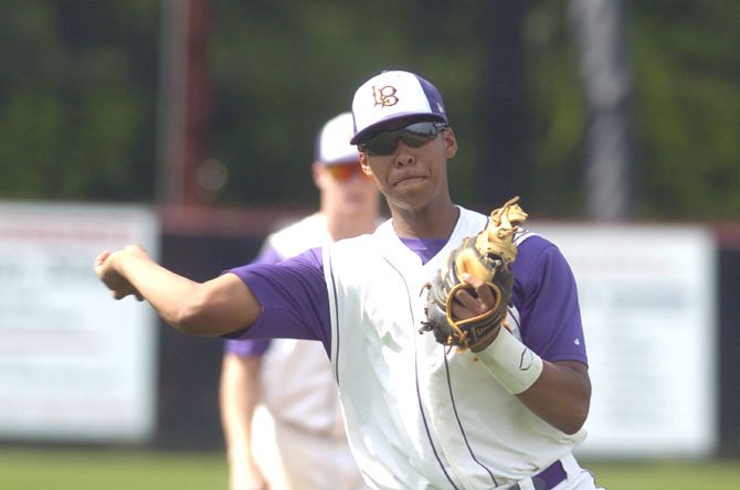 Alex Lewis, Lake Braddock's clean-up batter and third baseman, had a two-run double in the Bruins' three-run first inning versus Westfield in a region semifinals game at Madison.