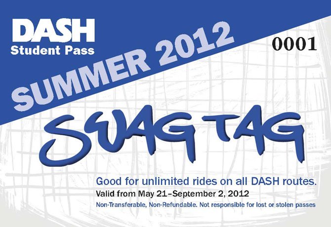 The Swag Tag allows students unlimited DASH rides from May 21 through Sept. 2.