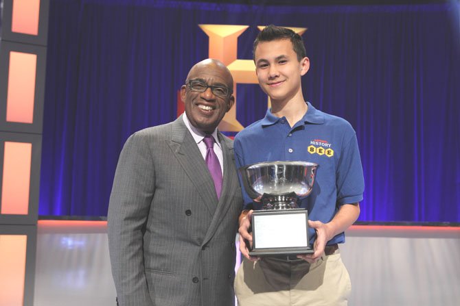 Al Roker from The Today Show with Tajin Rogers, winner of the National History Bee Competition on June 1.